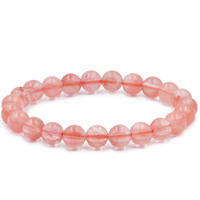 Winmaarc Cherry Quartz Natural Gemstone Round Beads Stretch Bracelet Healing Reiki 8mm