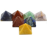 Winmaarc Natural Gemstone Hand Carved 7 Chakra Orgone Pyramid Set Crystals Healing 7 pc Set