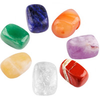Winmaarc Healing Crystal 7 pcs Mixed 7 Chakra Stones Palm Stone Reiki Balancing