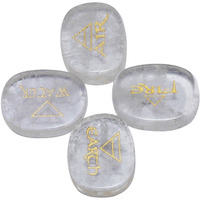 Winmaarc Healing Crystal 4 pcs Engraved Triangle Symbol Stones Palm Stones Reiki Balancing