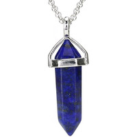 Winmaarc Natural Healing Reiki Point Chakra Cut Gemstone Pendant Necklace Gift Lapis Lazuli