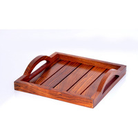 Winmaarc Handmade Wooden Serving Tray for Dining Tableware, Table D??cor, Kitchen Serveware Accessory, Breakfast Coffee Tray, Butler Serving Trays 8x8 inch