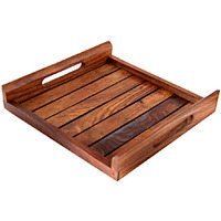 Winmaarc Handmade Wooden Serving Tray for Dining Tableware, Table D??cor, Kitchen Serveware Accessory, Breakfast Coffee Tray, Butler Serving Trays 10x10 inch