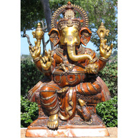 Brass Large Seated Ganesha with Mooshika 63 Inches