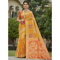 Designer Yellow Banarasi Silk Indian Saree Collection For Women