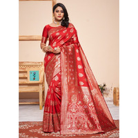 Red Silk Indian Designer Wedding Wear Saree