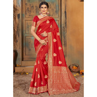 Red Silk Indian Designer Wedding Wear Saree