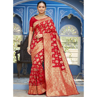 Red Silk Designer Traditional Wedding Wear Saree