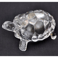 Petrichor Fengshui Vastu Original Clear Leaded Crystal Turtle for Peace and Prosperity | Home Decor and Gifting