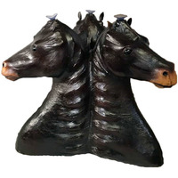 Three Horse Sculpture Coffee Table Leather Covered Paper Mache