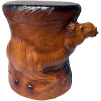 Embossed Camel Leather Covered Paper Mache Accent Table