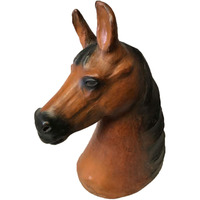 Large Horse Head Leather Covered Paper Mache Statue