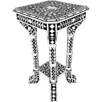 Floral Pattern Bone Inlay Accent Table