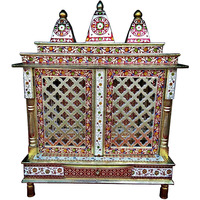 Beautiful Meenakari Multicolor Large Size Home Puja Mandir Hindu Temple Mandapam Altar with Door