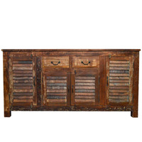 Reclaimed Industrial Sideboard Buffet Table Storage with Louvers Cabinet
