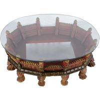 Handmade Oval Palkhi Coffee Table - Hand painted Multicolor finish