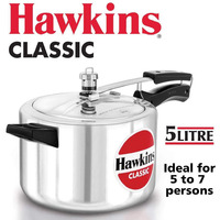 HAWKIN Classic CL50 5-Liter New Improved Aluminum Pressure Cooker, Small, Silver