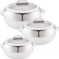 Cello Linea Insulated Hotpot 3pc set Pack of 3 Thermoware Casserole Set (600 ml, 1100 ml, 1700 ml)