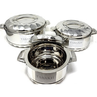 Tabakh Stainless Steel Cold Hot Pot Food Insulated Casserole Double Wall 3pc Set