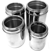 Vinod Stainless Steel Canister Set With Top See Through Lid 0.5mm