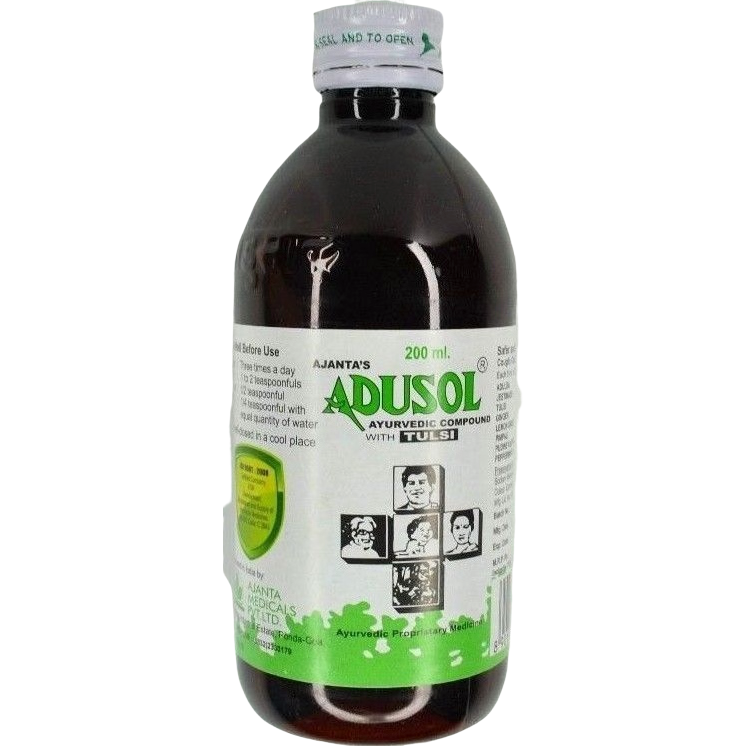 Adusol Ayurvedic Syrup Withtulsi 100ml Relief From Cold,Sore Throat & Congestion