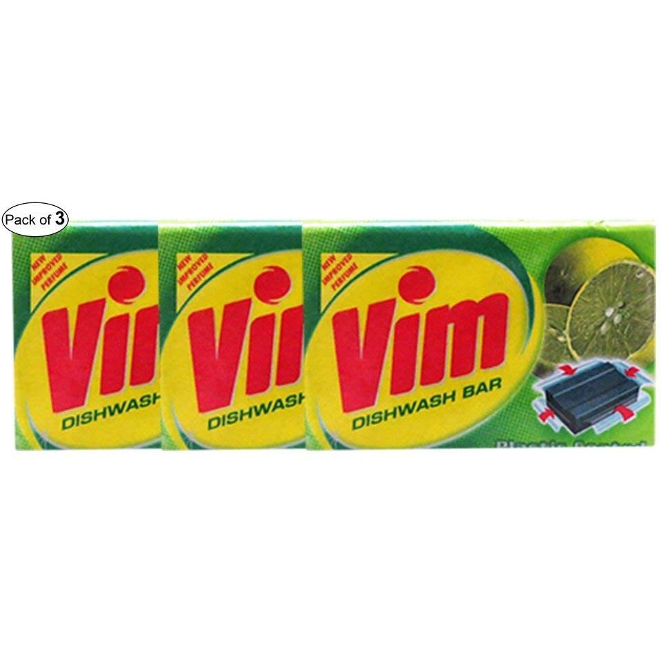 Vim Dishash Bar With Plastic Coated- Lemon (200g Approx.) (Pack of 3)