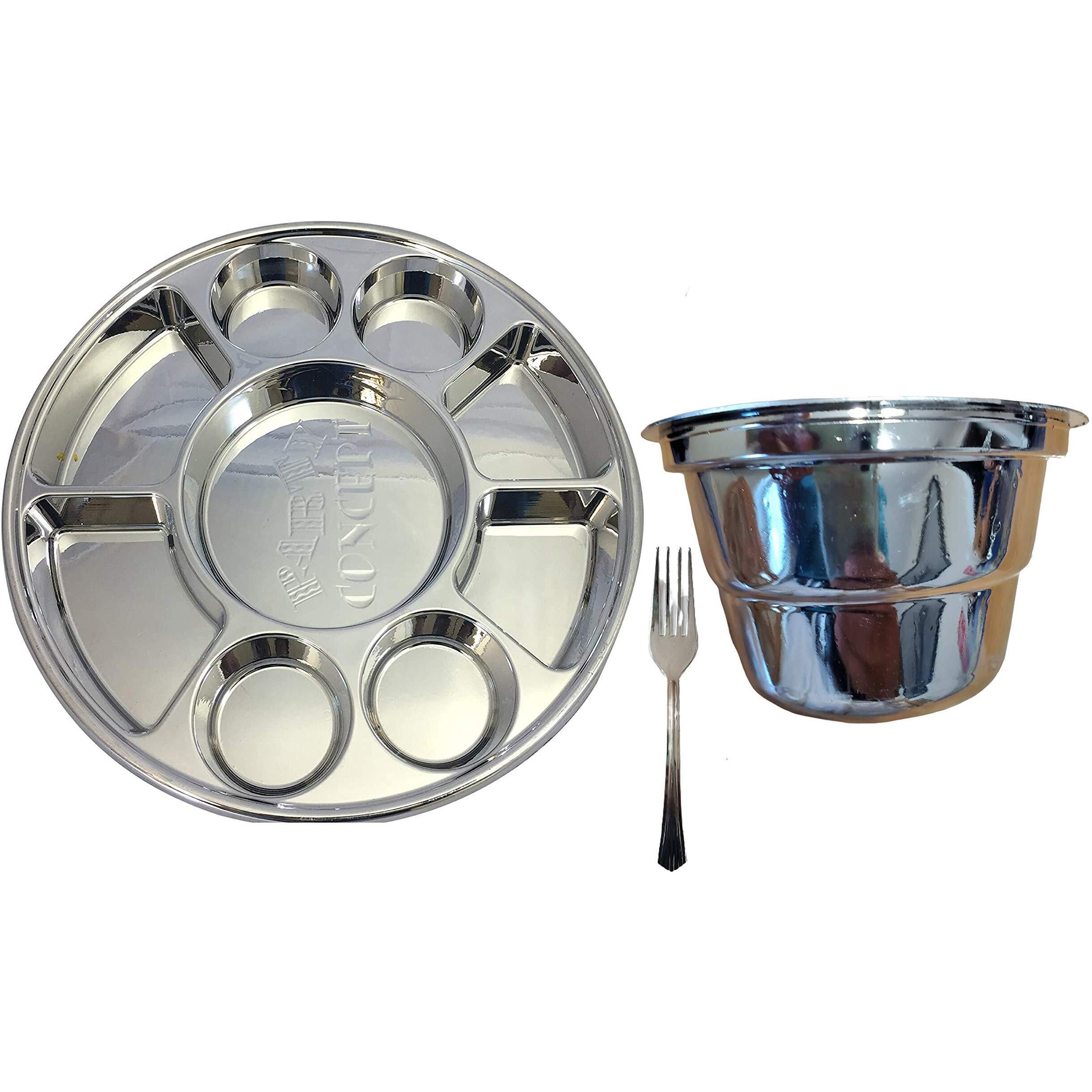 9 Compartment Disposable Silver Plates - Indian Thali Plastic Tray