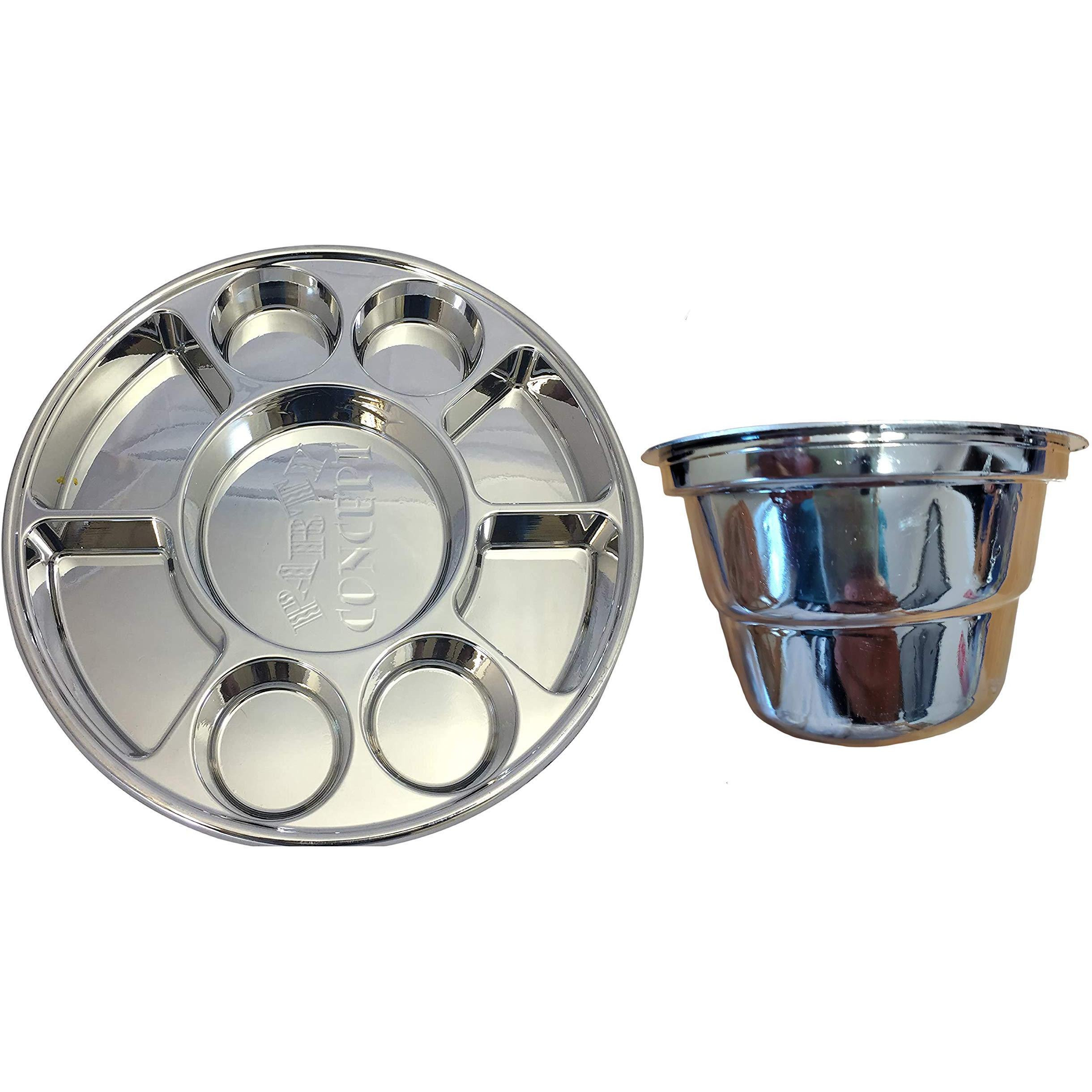 9 Compartment Disposable Silver Plates - Indian Thali Plastic Tray