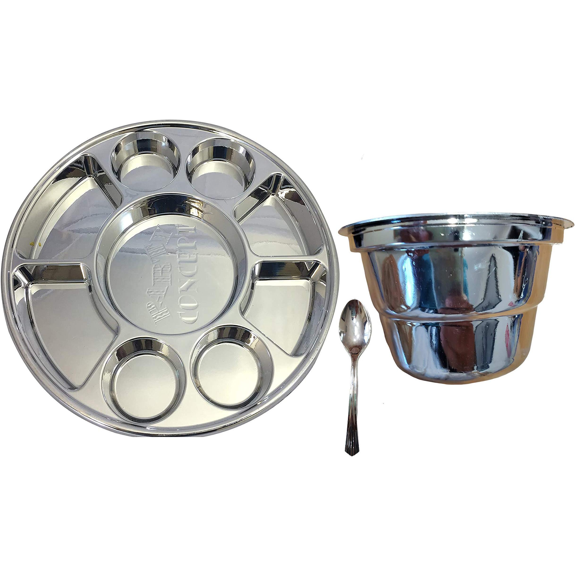 9 Compartment Disposable Silver Plates - Indian Thali Plastic Tray