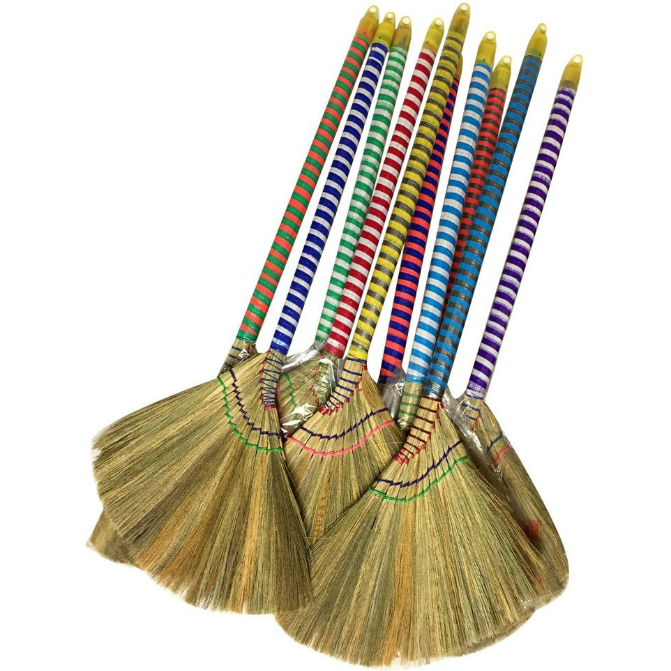 Caravelle Choi Bong Co Vietnam Hand Made Stra Soft Broom ith Colored Handle 12  Head Width, 40  Overall Length -1pc