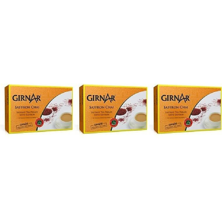 Pack Of 3 - Girnar Instant Saffron Chai Milk Tea Seetened - 220 Gm (7.7 Oz)