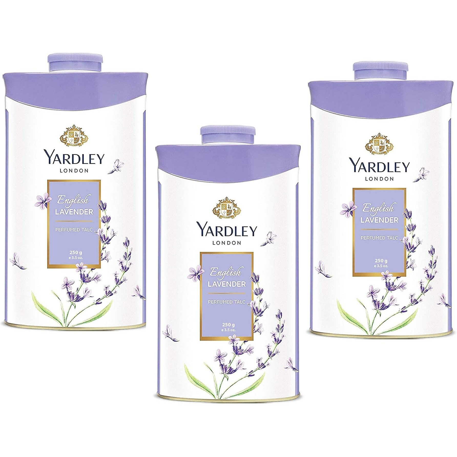 Yardley London Perfumed Fresh Floral Fragrances Locked in a fine & Silky Talcum Powder (Yardley English Lavender Perfumed Talc - 250gm, Pack of 3)