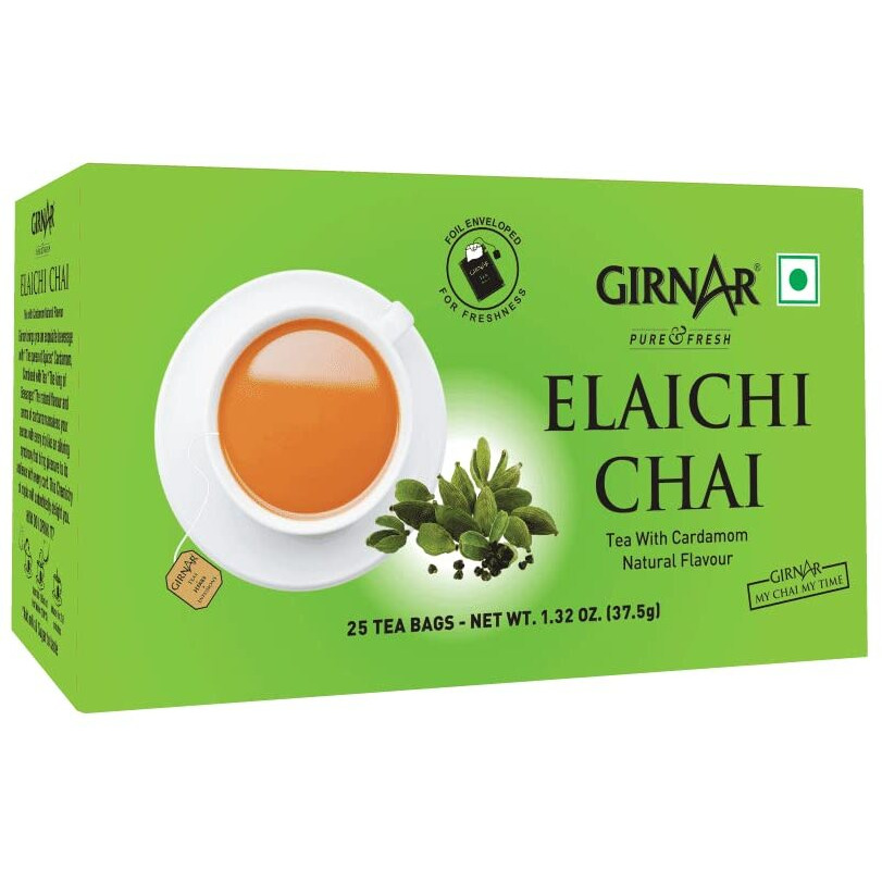 Girnar Elaichi (Cardamom) Tea Bags, (25 Tea Bags)