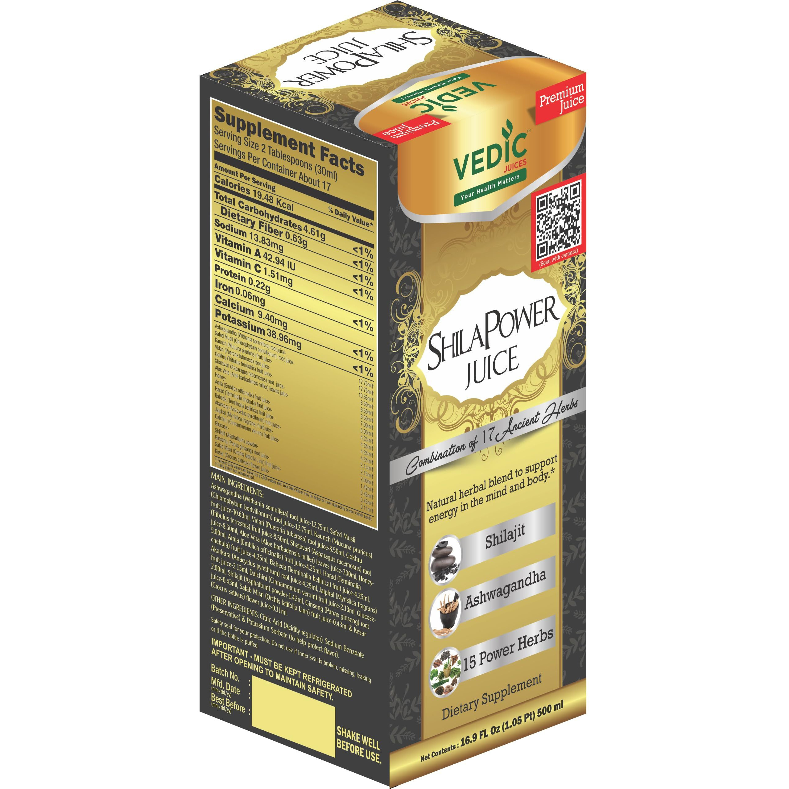 Vedic Shilapower Regular Juice - Original Flavour - 100% Pure Herbal Juice - 33.8oz, Ideal for Daily Use