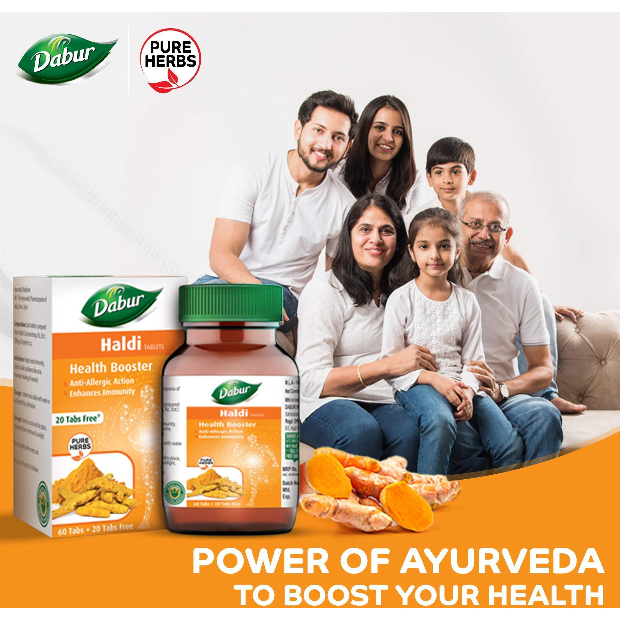 Dabur Haldi Tablet - Health Booster | Anti Allergen | Enhances Immunity (Pack of 2, 160 Tablets)