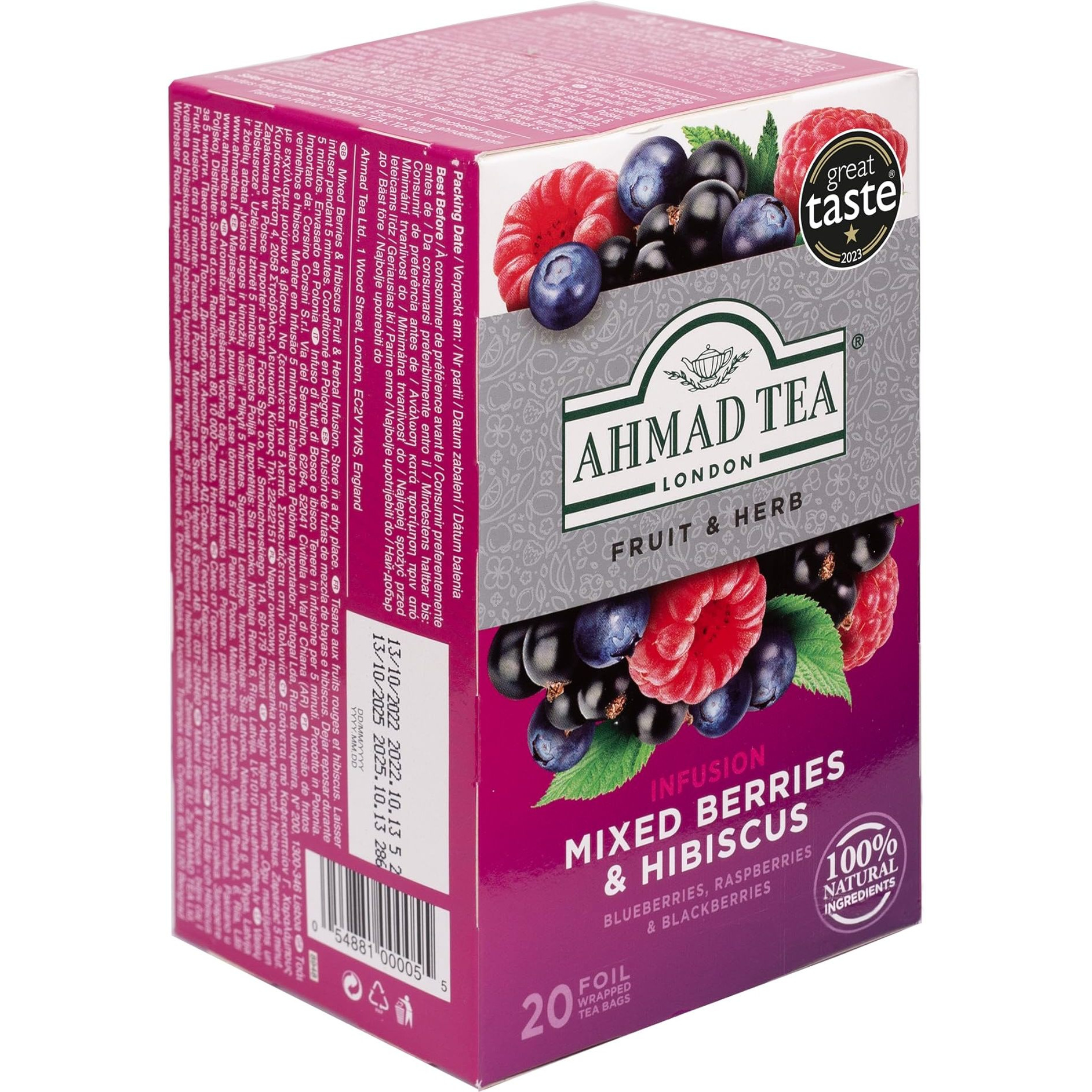 Ahmad Tea, Mixed Berries & Hibiscus, 20 Count (Pack of 6)