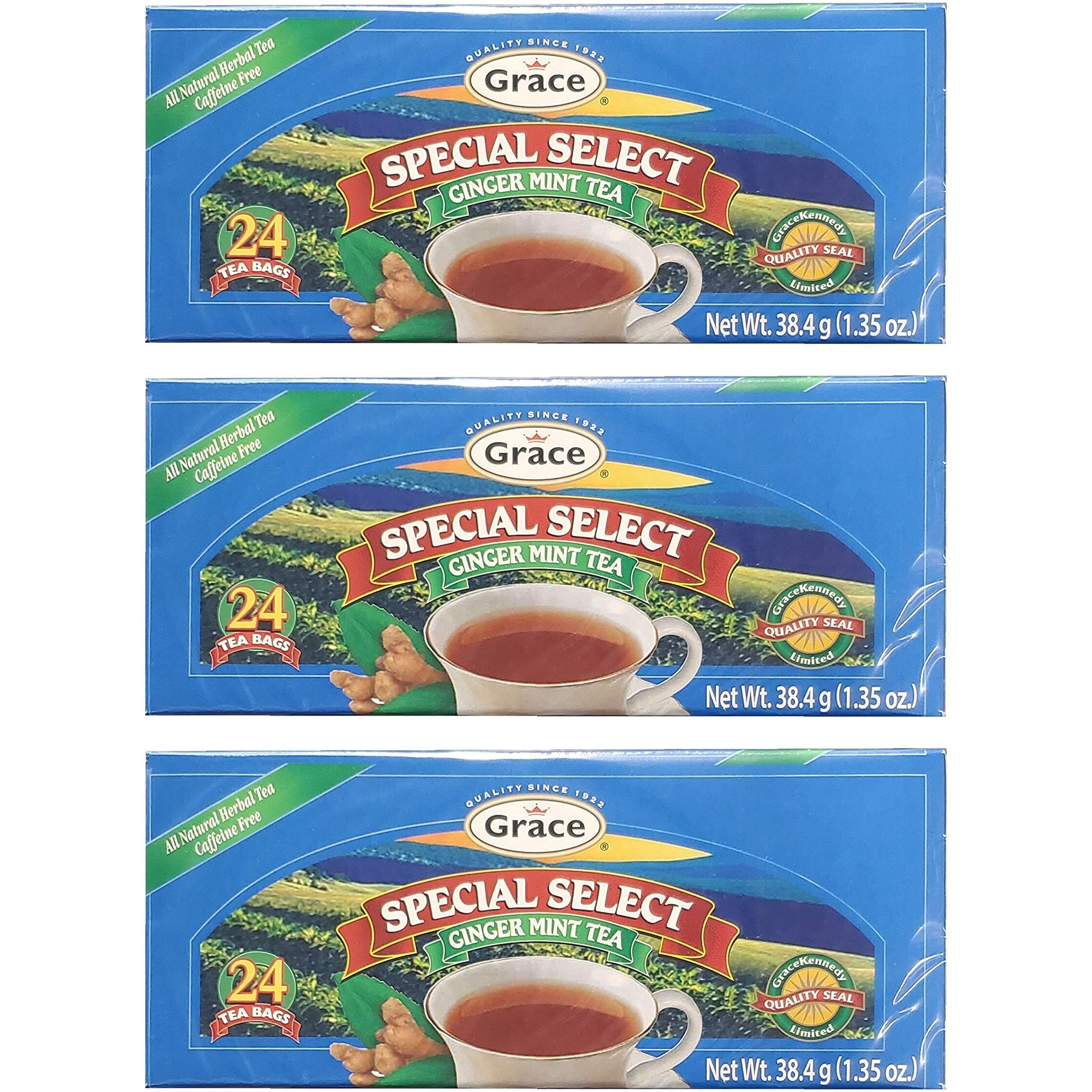 Grace Special Select Ginger Mint Tea (3 Pack - 72 Tea Bags, Total of 4.05oz)