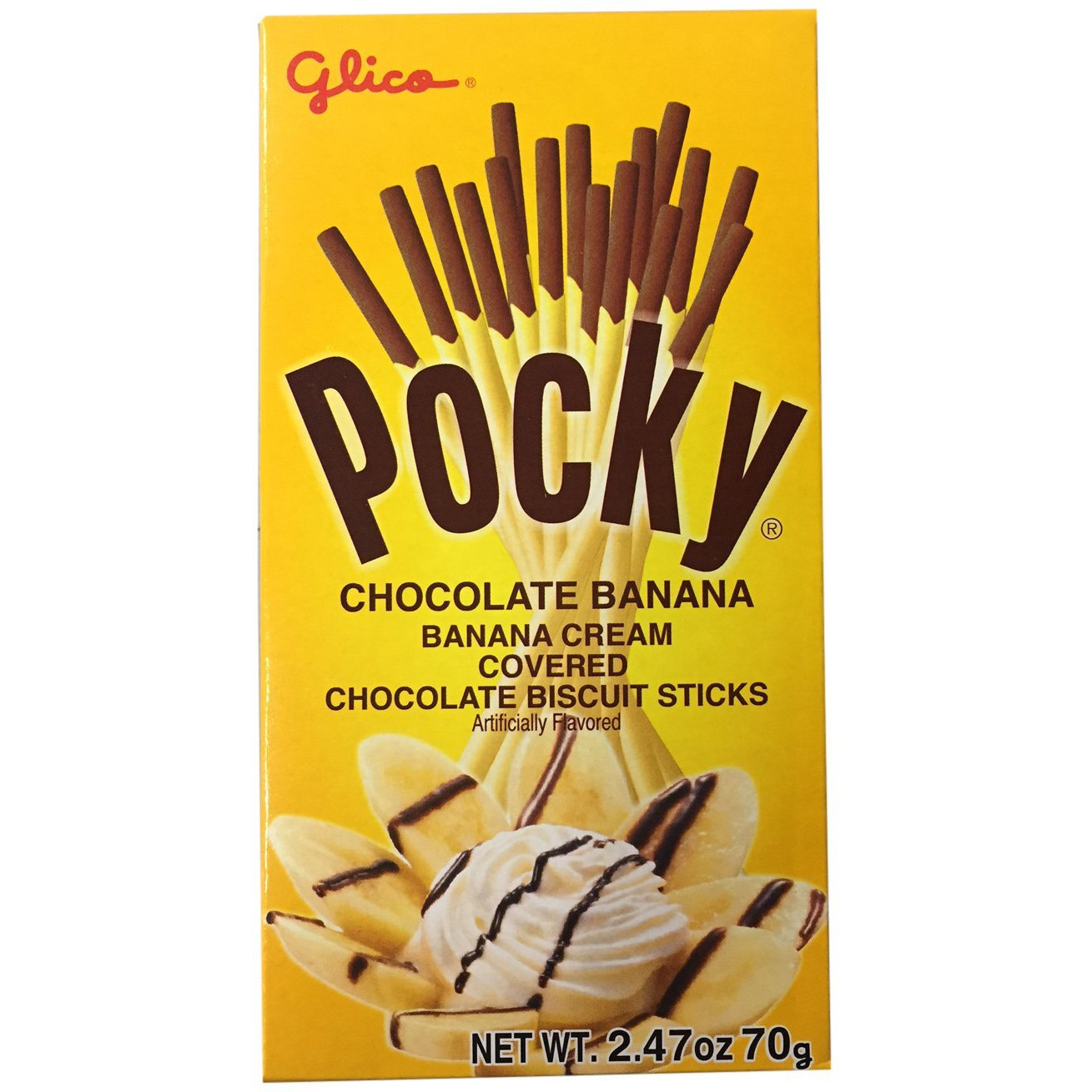 Pocky Cream Covered Biscuit Sticks 2.47 oz per Pack (Banana, 3 Pack)