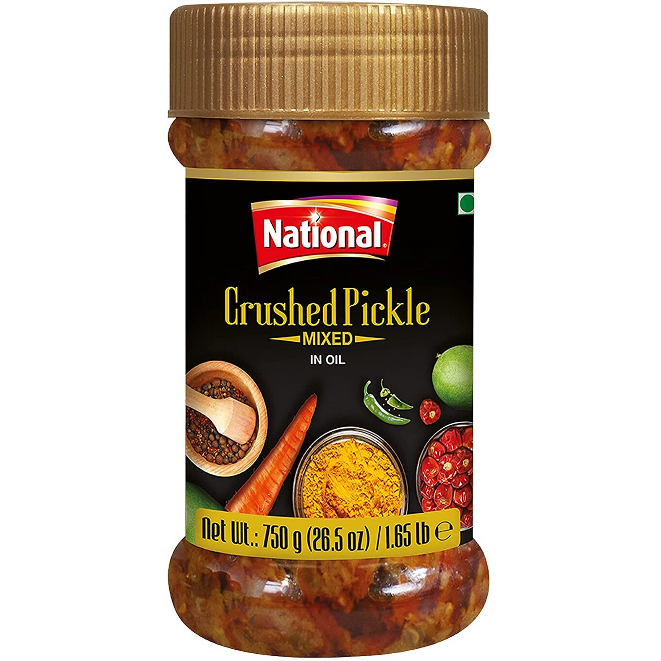 National Foods Crushed Pickle 13.75 oz (390g) Sour & Spicy Traditional South Asian Relish | Zesty & Tangy Achaar | PET Jar