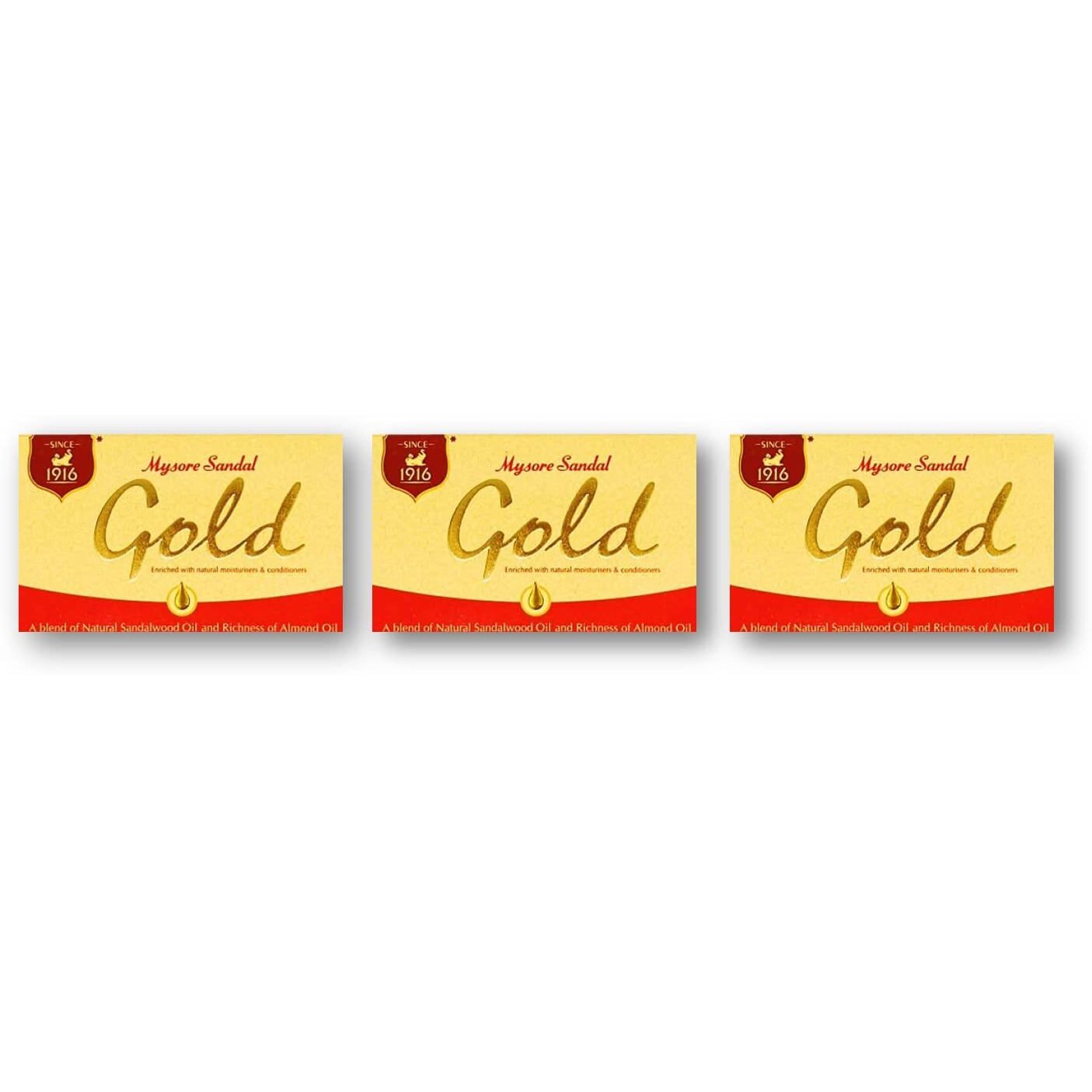 Mysore Sandal Gold Soap 125g (4.4 oz) Pack of 3