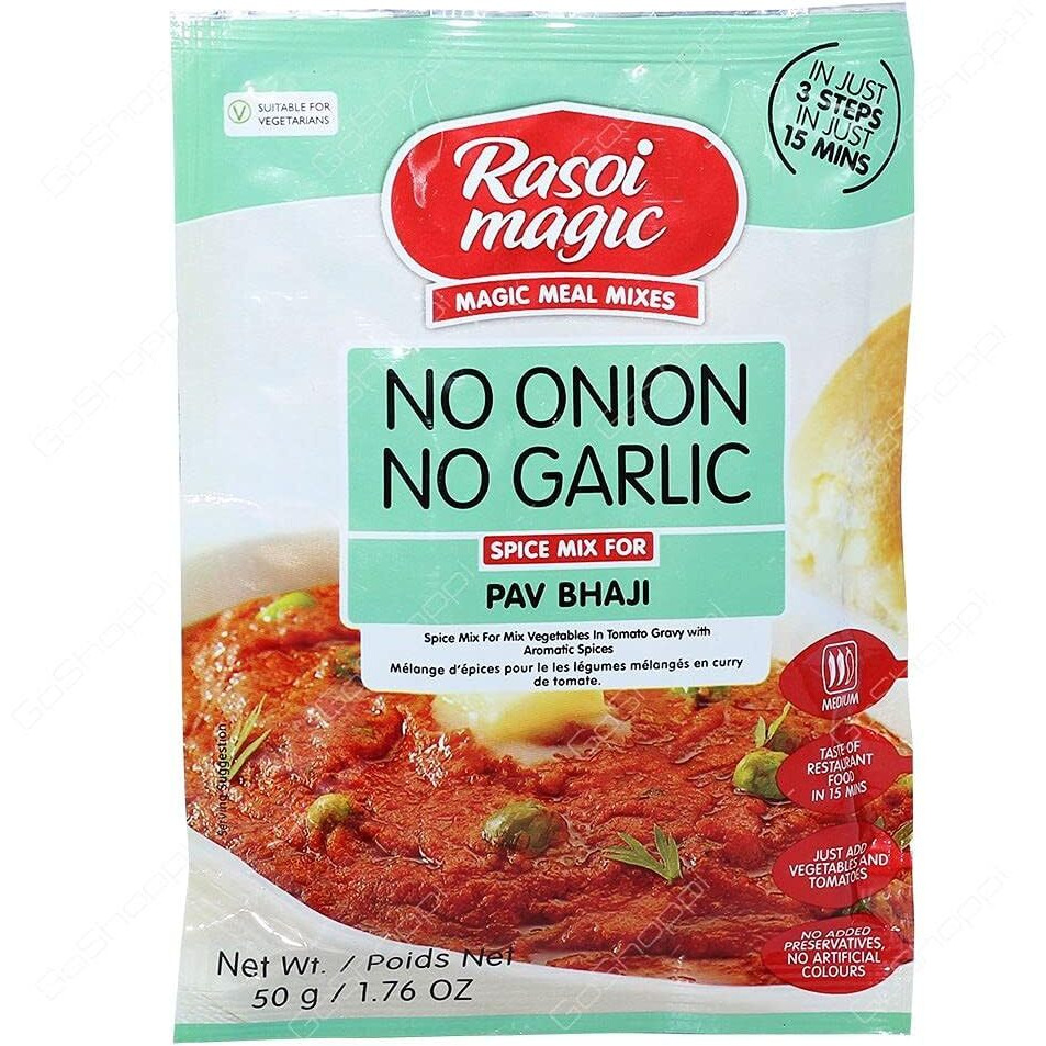 Rasoi Magic - Pav Bhaji No Onion No Garlic - (spice mix for mix vegetables in tomato gravy ith aromatic spices) -50g - (pack of 4)