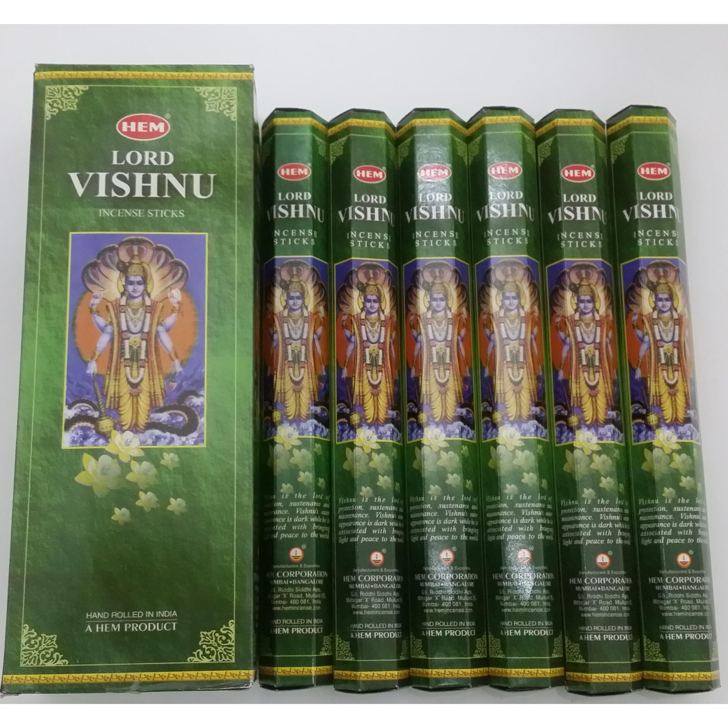 Hem Lord Vishnu Hexa Incense Stick, 6packs X 20 Sticks 120 Sticks