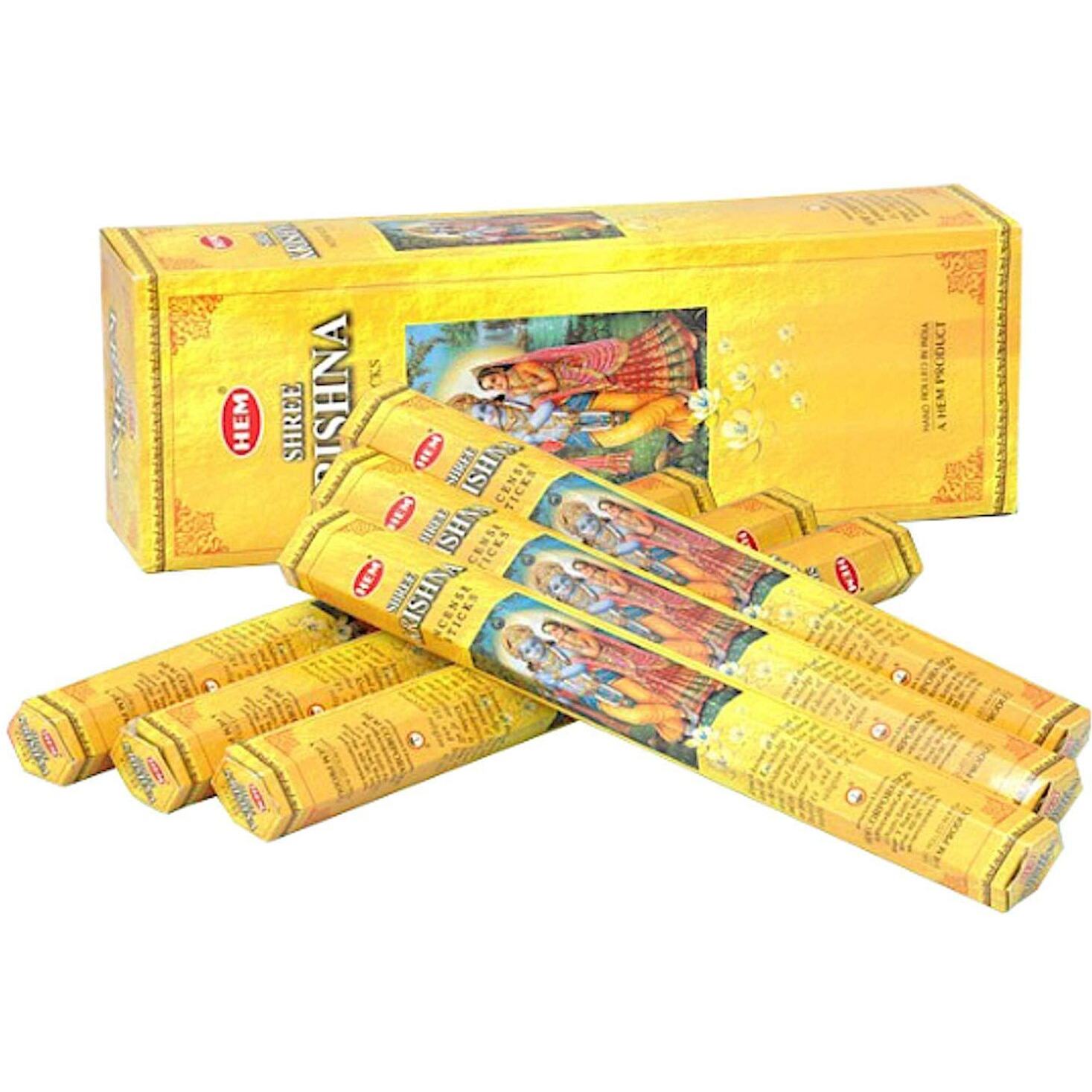 Shree Krishna - Box of Six 20 Gram Tubes (120 Sticks) - HEM Incense