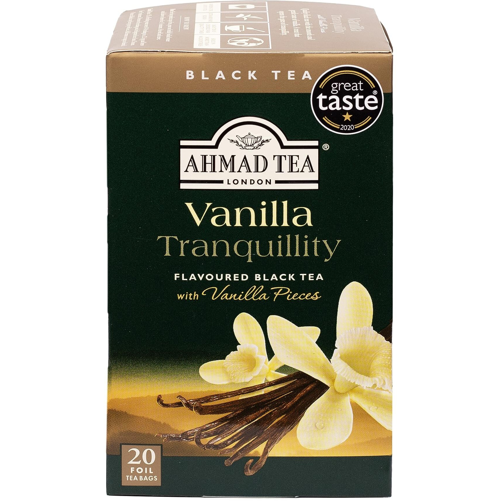 Ahmad Tea Black Tea, Vanilla Tranquility Teabags, 20 ct (Pack of 1) - Caffeinated & Sugar-Free