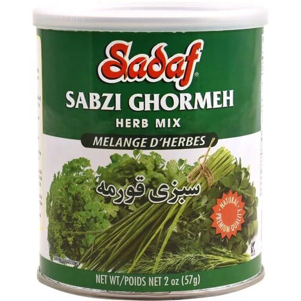 Sadaf Sabzi Ghormeh- Ghormeh Sabzi Dried Herbs Mix - Persian Spices for Cooking and Food Seasoning- Natural Herb Mix - Kosher - 2 Oz Can