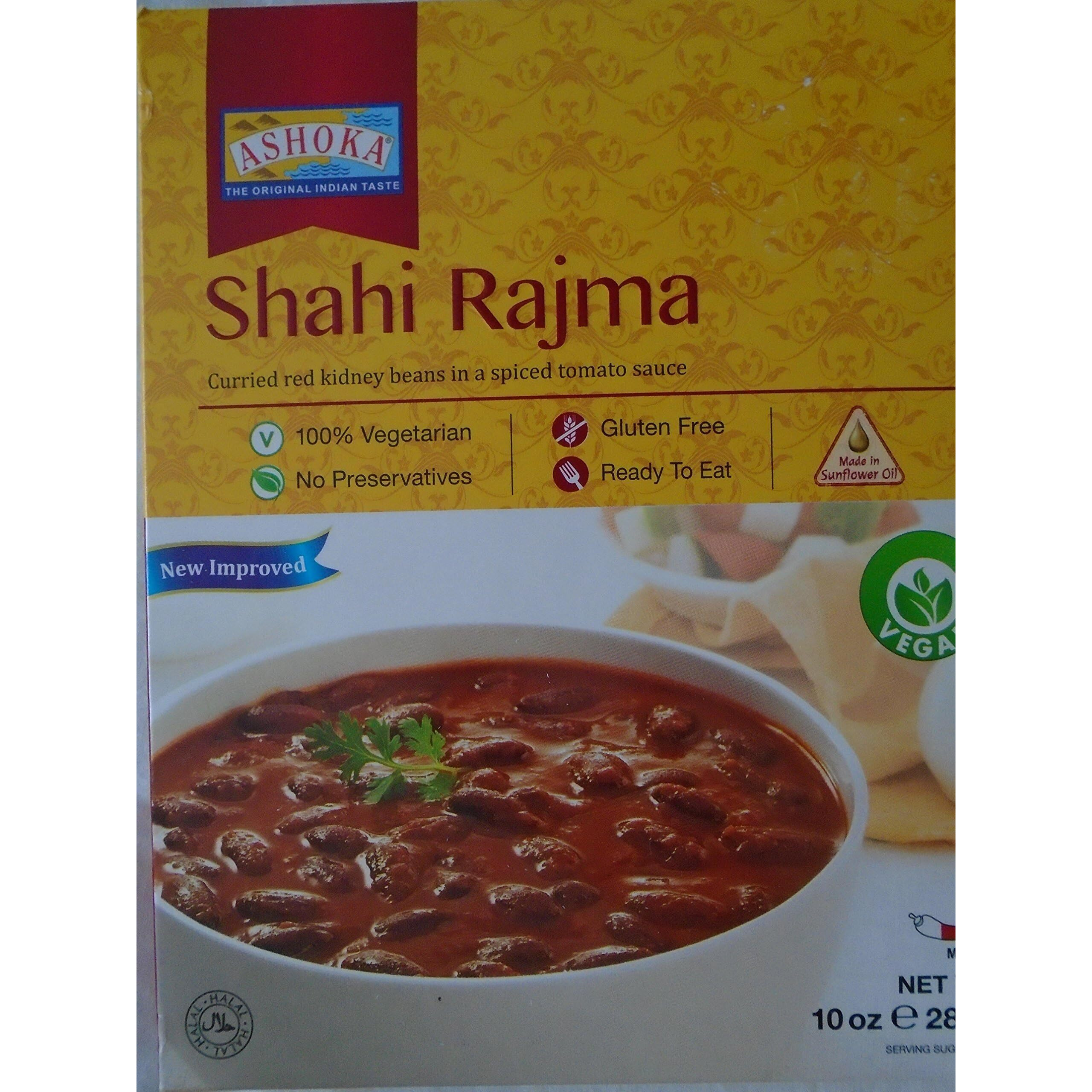 Ashoka Ready to Eat Indian Meals Since 1930, 100% Vegan Shahi Rajma, All-Natural Traditionally Cooked Indian Food, Plant-Based, Gluten-Free and ith No Preservatives, 10 Ounce