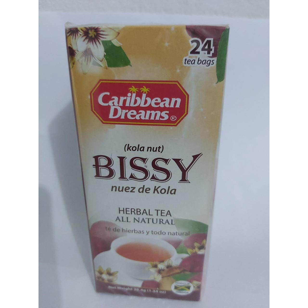 1 Box of Jamaican Caribbean Dreams All Natural Herbal Bissy Kola Nut, 24 Tea Bags