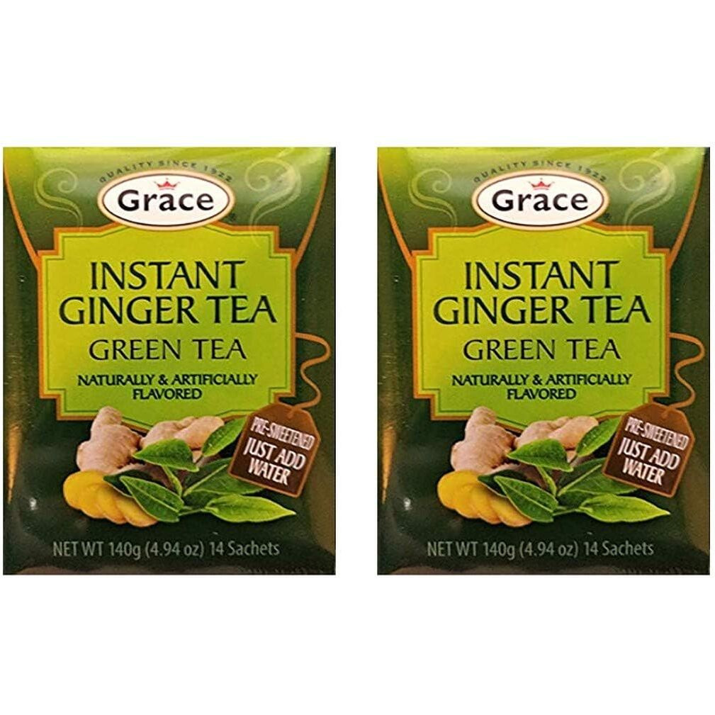 Grace Instant Ginger Pre-Sweetened Green Tea (2 Pack, Total of 280g)