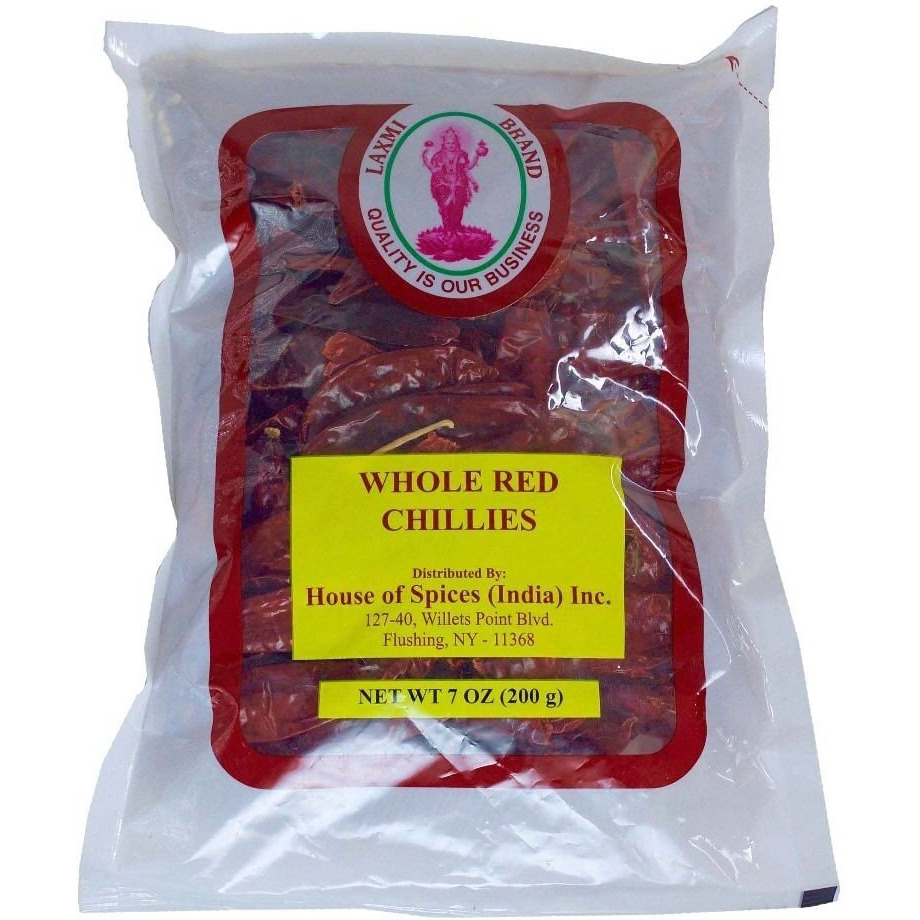 Laxmi Whole Red Chillies for Traditional Indian Cooking - 7oz