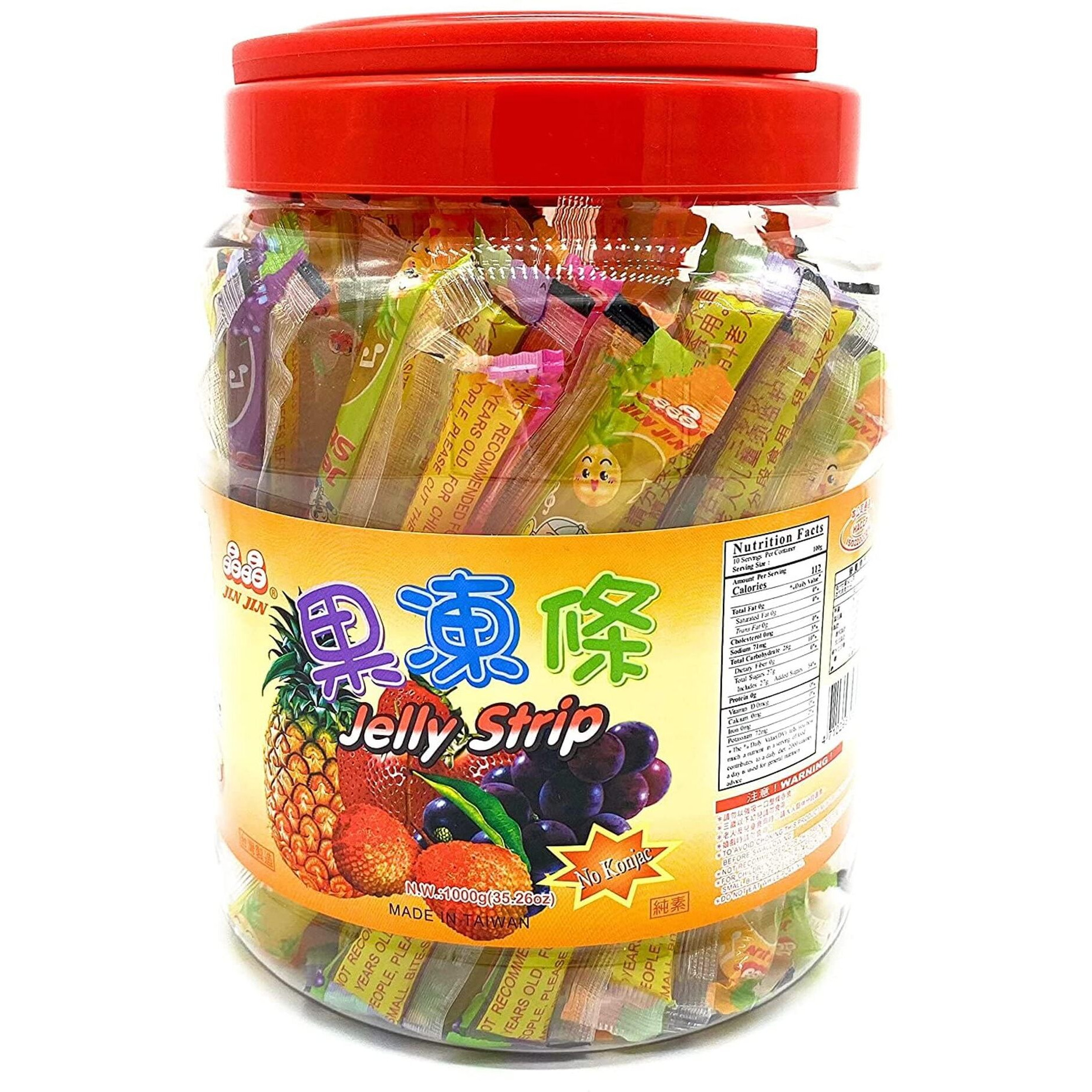 Jin Jin Fruit Jelly Filled Strip Stras Candy - Many Flavors (35.26 oz)